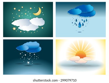 Four season weather illustrations
