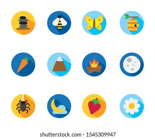 four season weather related block icons set vector illustration