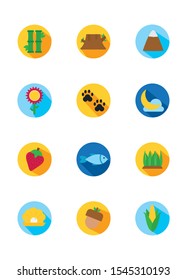 four season weather related block icons set vector illustration