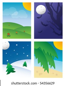 Four Seasonal Backgrounds (Spring, Autumn, Winter & Summer ).