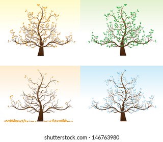 Four seasons Art tree beautiful for your design 