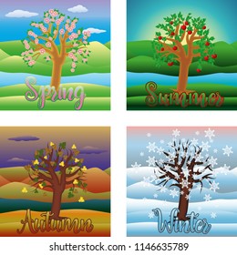 Four seasons background, vector illustration