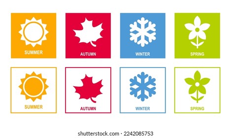 Four seasons badge icon vector illustration. Weather forecast. seasonal simple elements. Color icons of seasons of the year. 
