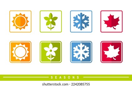 Four seasons badge icon vector illustration. Weather forecast. seasonal simple elements. Color icons of seasons of the year. 
