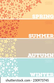 Four seasons banner design/ Floral swirl background template