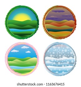 Four seasons banners, vector illustration