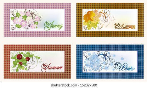 Four seasons banners, vector illustration