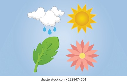 four seasons.on blue background.Vector Design Illustration.