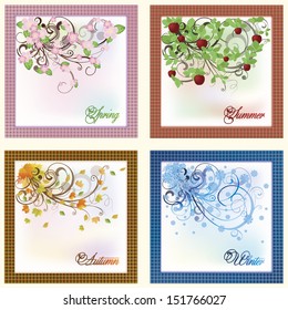 Four seasons card, vector illustration