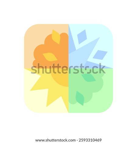 Four seasons. Seasons change. Abstract flat illustration. Vector file.