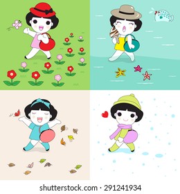 Four Seasons Character illustration
