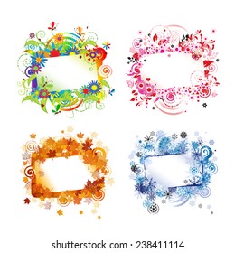 Four seasons, design frames with place for your text. Vector illustration