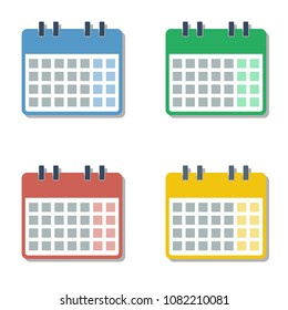 four seasons different colors full month calendar grids set