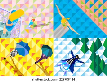 Four seasons expressed in four different themes associated with each season - spring, summer, fall and winter. Four seasons