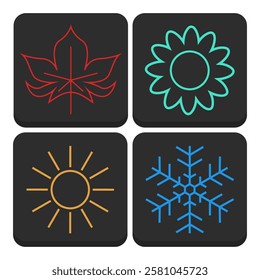 Four seasons flat icons isolated on white background.