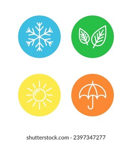 Four seasons flat round icons