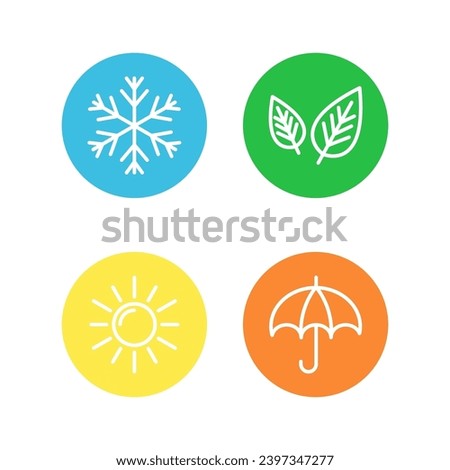 Four seasons flat round icons