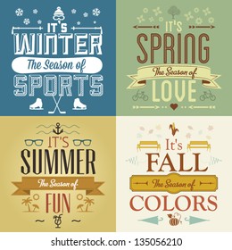 Four Seasons Graphic Illustration Vintage Greeting Cards