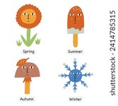 Four Seasons Hand Drawn Cute Graphics Elements