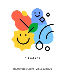 Four seasons. Icon. Flat graphics. Vector file.