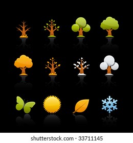 Four Seasons Icon Set for multiple applications. In Adobe Illustrator EPS 8.