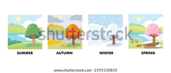 Four Seasons Icon Set Tree Four Stock Vector (Royalty Free) 2195550833 ...