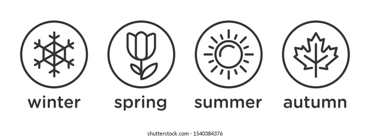 Four seasons icon set - winter, spring, summer, autumn vector illustration