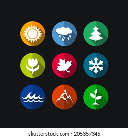 Four Seasons Icon Symbol Vector Illustration. Weather