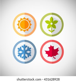 Four seasons icon symbol vector illustration. Weather forecast.   Season simple elements