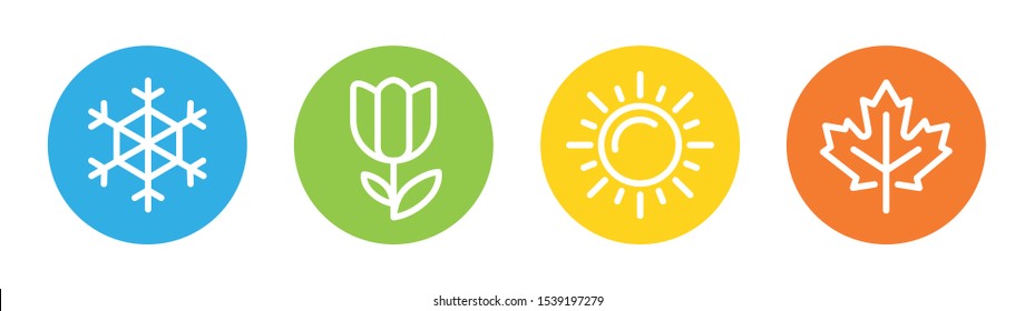 Four seasons icons - spring, summer, autumn, winter vector illustration