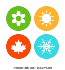 Four seasons icons. Spring, summer, autumn, winter. Vector illustration.