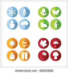 four seasons icons vector illustration. winter spring summer autumn