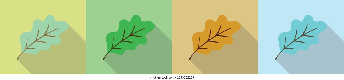 Vier Jahreszeiten. Illustration von Blättern im Frühling, Sommer, Herbst, Winter mit langem Schatten EPS8.