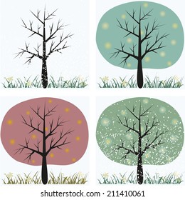 Four seasons inside of four trees