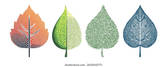 Four Seasons Leaves Autumn Spring Summer Winter Nature Designs
