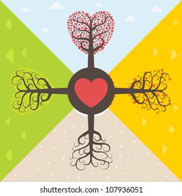 Four seasons of love. Vector illustration.