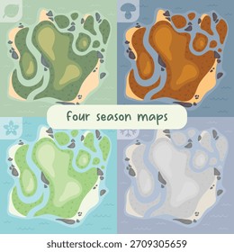 Four seasons map illustration for design use