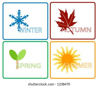 Four Seasons; Separate Items; Vector