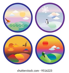 Four seasons set icons. Vector.