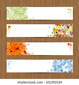 Four seasons - spring, summer, autumn, winter. Banners with place for your text