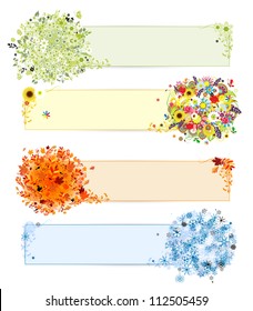 Four seasons - spring, summer, autumn, winter. Banners with place for your text
