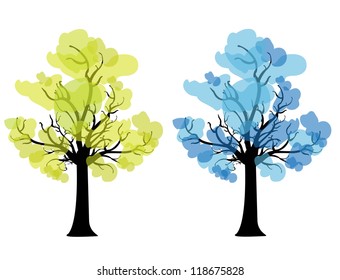 Four seasons - spring, summer, autumn, winter. Art tree beautiful for your design