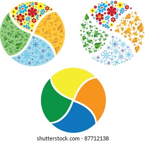 Four seasons. Spring, summer, autumn, winter. Vector illustration