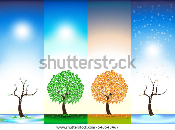 Four Seasons Spring Summer Autumn Winter Stock Vector (Royalty Free ...