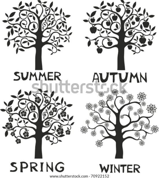 Four Seasons Spring Summer Autumn Winter Stock Vector (Royalty Free ...