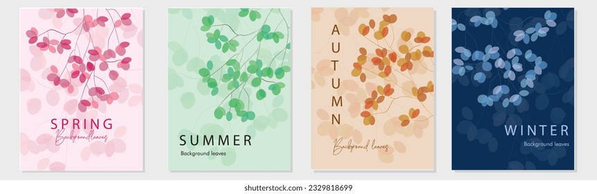 Four seasons are summer, autumn, winter, spring. simple and cute vector 4 seasons tree with white background, icon design, tree icon, vector illustration, vector for children's books