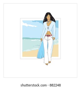 Four Seasons >> Summer (vector contains two layers: girl & background)