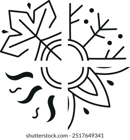 Cuatro estaciones verano, invierno, primavera, señal de otoño