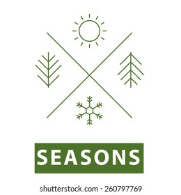 Four Seasons Thin Line Icon.Vector Illustration.