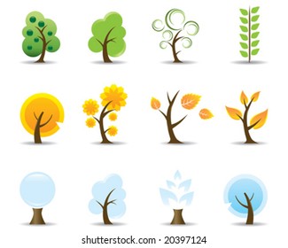 Four Seasons Tree Icons